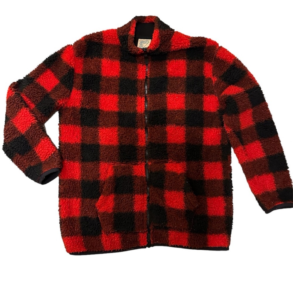 There Abouts Red Black Plaid Fleece with pockets size 14/16